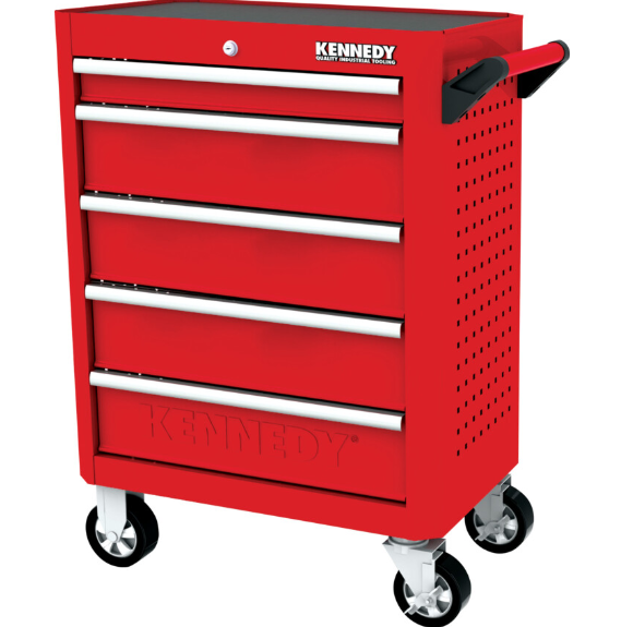 Kennedy Roller Cabinet, Industrial Range, Red/Grey, Steel, 5-Drawers, 845 x 710 x 465mm, 450kg Capacity