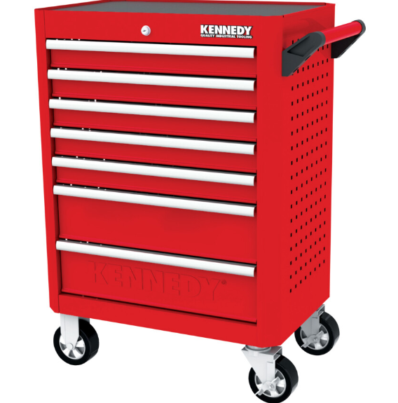 Kennedy Roller Cabinet, Industrial Range, Red/Grey, Steel, 7-Drawers, 844 x 706 x 461mm, 450kg Capacity
