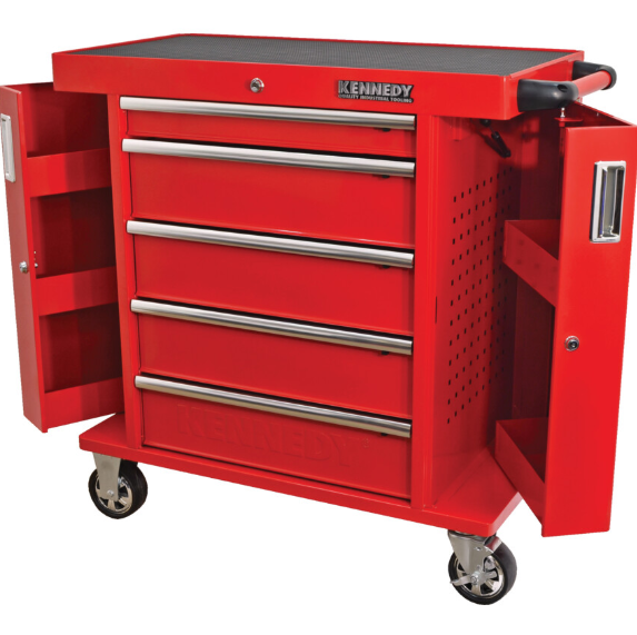 Kennedy Roller Cabinet, Industrial Range, Red, Steel, 5-Drawers, 915 x 706 x 461mm, 450kg Capacity