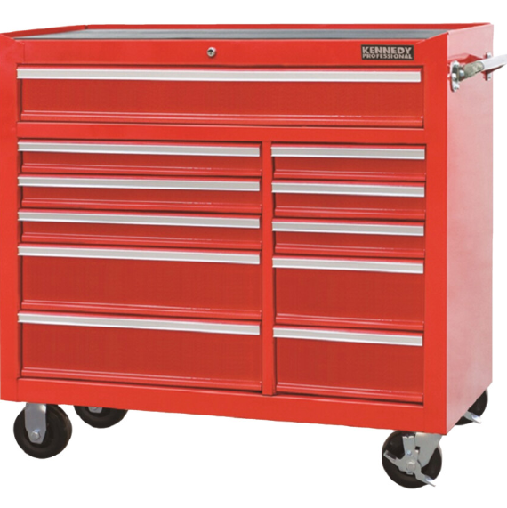 KennedyPro Roller Cabinet, Classic - Extra Deep, Red, Steel, 11-Drawers, 1007 x 1067 x 458mm, 400kg Capacity