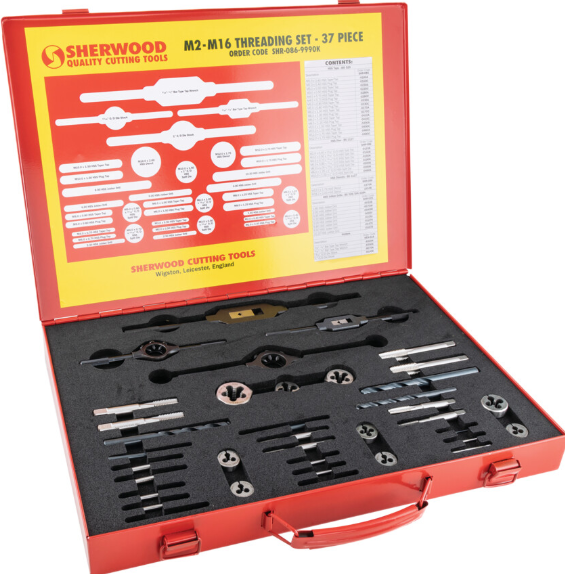 Sherwood Tap, Die & Drill Set, M2 - M16, Metric, Set of 37