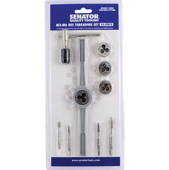Senator Tap & Die Set, M3 - M6, Metric, Set of 10