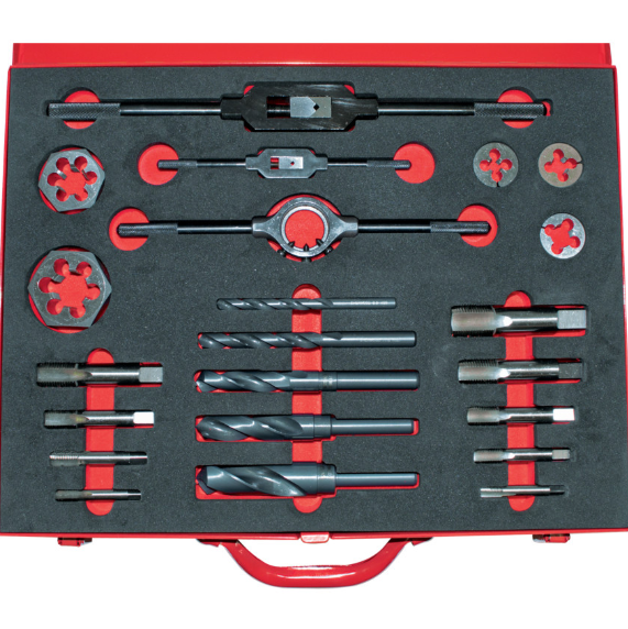 Sherwood Tap, Die & Drill Set, 1/8in. - 3/4in., BSPF, Set of 22
