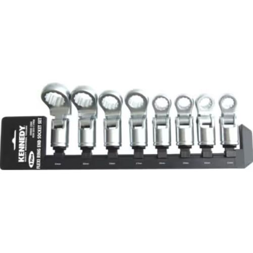 Kennedy 1/2" Flexi-Ring End Sockets Set, Metric, Set of 8