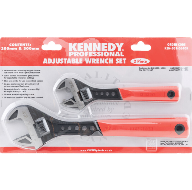 KennedyPro Adjustable Spanner Set, Steel, Set of 2