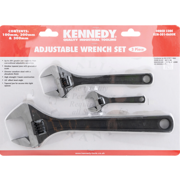 Kennedy Adjustable Spanner Set, Steel, Set of 2 or Set of 3