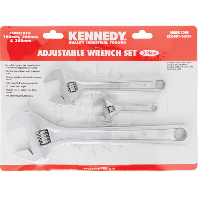 Kennedy Adjustable Spanner Set, Steel, Set of 2 or Set of 3