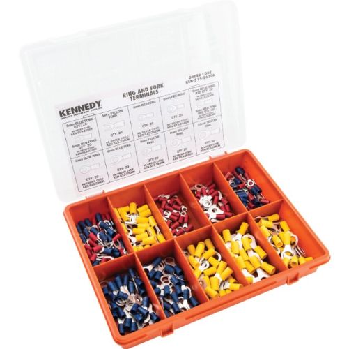 Kennedy TERMINALS/RINGS/FORKS RED /BLUE/YELLOW KIT 240-PCE