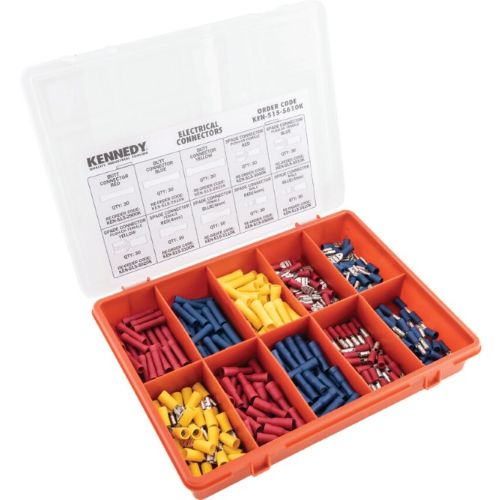 Kennedy TERMINALS/SPADES/BULLETSR RED/BLUE/YLW KIT 300-PCE