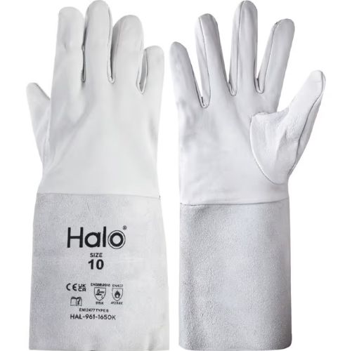 Halo Grey Leather Welders Gauntlets Size 10